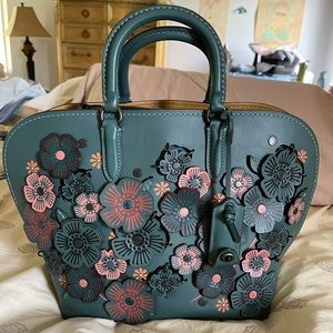 Coach Tea rose appliqué handbag!